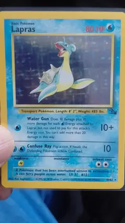 Pokemon - Lapras - Number 10/62 - Fossil Set -Holographic - Lightly Played - Image 2