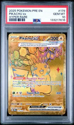 2025 Pokemon Prismatic Evolution Pikachu EX Hyper Rare PSA 10 - Image 1