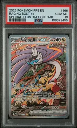 2025 Pokemon Raging Bolt EX 166/131 - Prismatic Evolutions SIR PSA 10 English - Image 1