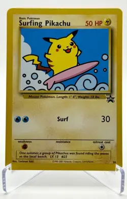 2001 Pokemon Surfing Pikachu Black Star Promo #28 WOTC Vintage Rare TCG - Image 1