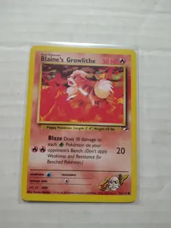 Pokemon Card - Gym Heroes 62/132 - BLAINE'S GROWLITHE (common) - WOTC - Image 1
