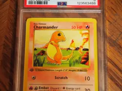 Pokemon 1999 1st Edition Shadowless Base Charmander common card, PSA 8 - Image 2