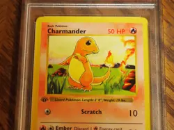 Pokemon 1999 1st Edition Shadowless Base Charmander common card, PSA 8 - Image 3