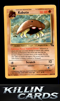 Kabuto 50/62 Pokemon Common Fossil Card MP - Image 1