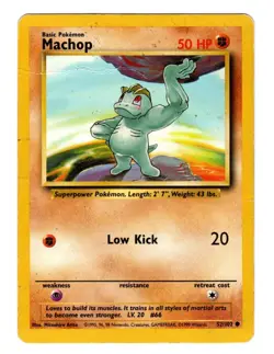 Machop Shadow 52/102 Base Set Pokemon Card TCG - Heavily Played Damaged - Image 1