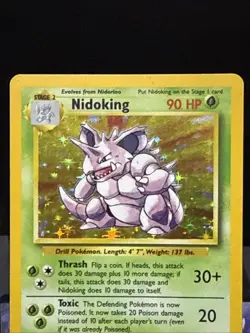 Pokemon Card Nidoking 11/102 Base Set Rare Holo WOTC 4TH PRINT Played 3 - Image 2