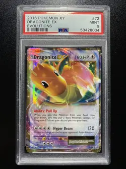 2016 Pokemon XY Dragonite EX Evolutions #72 PSA 9 Mint Card - Image 1