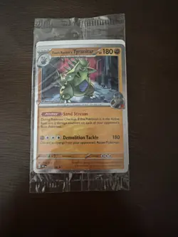 Team Rocket's Tyranitar 096/182 Sealed Promo Card | Pokemon Center Stamp - Image 2