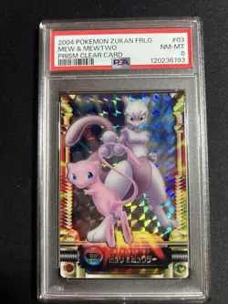PSA 8 - Pokemon Mew & Mewtwo No. 03 Holo Prism Zukan Clear Cards Japanese 2004 - Image 1