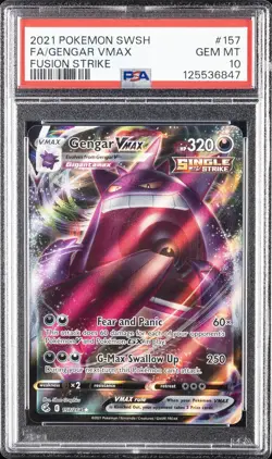 2021 POKEMON SWORD & SHIELD FUSION STRIKE #157 FULL ART/GENGAR VMAX PSA 10 - Image 1