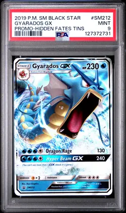 2019 POKEMON SM BLACK STAR PROMO HIDDEN FATES TINS #SM212 GYARADOS GX PSA 9 - Image 1