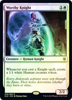 Worthy Knight FOIL Throne of Eldraine NM White Rare MAGIC MTG CARD ABUGames - Image 1