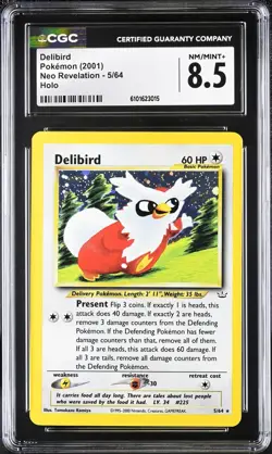 CGC 8.5 Delibird 2001 Neo Revelation 5/64 Holo Pokemon Card psa - Image 1