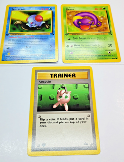 *1st Ed* Vintage Pokemon Cards NM - Fossil 1999 WOTC Lot (3): Ekans, Tentacool - Image 2