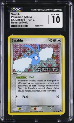 CGC 10 GEM MINT Swablu EX Deoxys 79/107 Reverse Holo Stamped Pokemon Card - Image 1