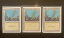 (3) Magic: The Gathering Forest (A) MTG Revised Edition VINTAGE MP - Image 1