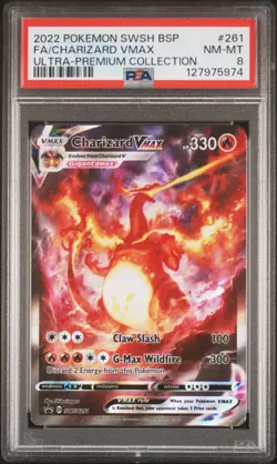2022 POKEMON SWSH BLACK STAR PROMO #261 FULL ART/CHARIZARD VMAX PSA 8 - Image 1