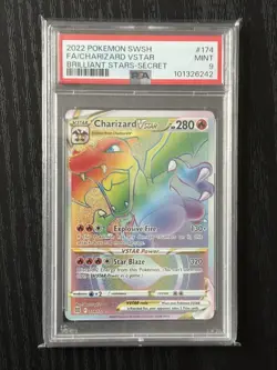 2022 POKEMON SWORD & SHIELD BRILLIANT STARS #174 FULL ART/CHARIZARD VSTAR PSA 9 - Image 1