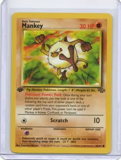 Pokemon TCG Mankey Jungle 55/64 Regular 1st Edition Common LP - 125 - Image 1