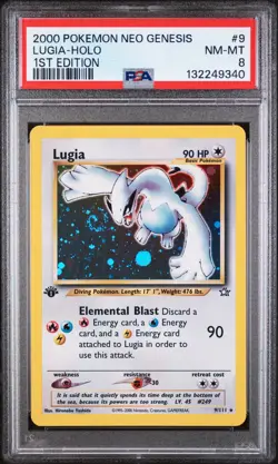 2000 POKEMON NEO GENESIS 1ST ED #9 LUGIA-HOLO PSA 8 - Image 1