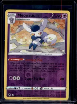 Meowstic SWSH12: Silver Tempest Pokemon 082/195 Reverse Holo NM+ - Image 1
