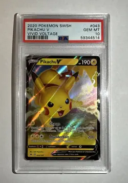 Pokemon Pikachu V Vivid Voltage #043/185 PSA 10 - Image 1