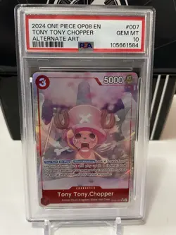 One Piece Card Game Tony Tony Chopper (Alt Art) OP08-007 SR PSA 10 GEM MT - Image 1