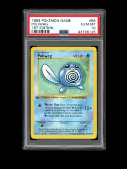 Pokemon PSA 10 GEM MINT Poliwag 1st Edition Base Set Shadowless 1999 Card 59/102 - Image 1