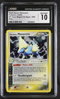 CGC 10 Team Aqua's Manectric EX Team Magma Vs Aqua 4/95 Holo Pokemon Card - Image 1