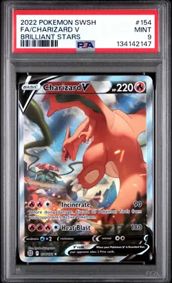2022 POKEMON SWORD & SHIELD BRILLIANT STARS #154 FULL ART/CHARIZARD V PSA 9 - Image 1