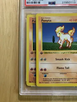 1999 Pokemon GREY STAMP 1st Edition SHADOWLESS BASE SET PONYTA PSA 10 GEM MINT - Image 3