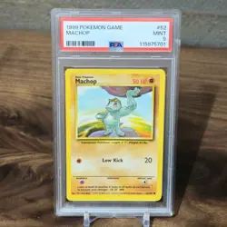 1999 POKEMON GAME BASE SET #52 MACHOP PSA 9 MINT - Image 1