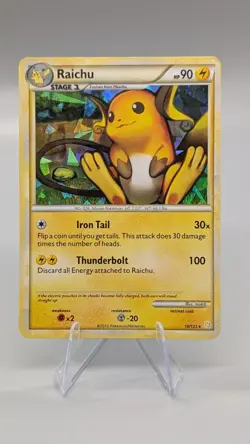 Raichu (10/123) Pokemon HeartGold & SoulSilver - Cracked Ice Holo Rare -TCG [LP] - Image 1