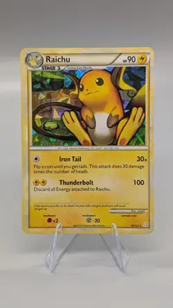 Raichu (10/123) Pokemon HeartGold & SoulSilver - Cracked Ice Holo Rare -TCG [LP] - Image 2