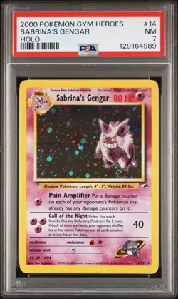 2000 POKEMON GYM HEROES HOLO #14 SABRINA'S GENGAR PSA 7 - Image 1