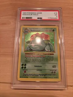 1999 Pokemon Game #15 Venusaur-Holo Shadowless PSA 5 - Image 1