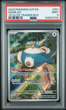 2023 POKEMON SVP EN-SV BLACK STAR PROMO 151 ELITE TRAINER BOX #051 SNORLAX PSA 9 - Image 1