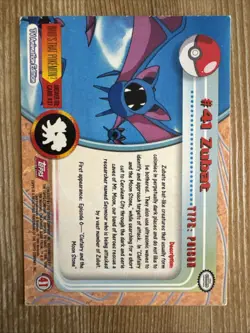 Zubat 41 Pokemon Topps Series 1 TV Animation Edition Red Logo Non-Holo MP - Image 2