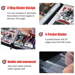 400 Pockets Card Binder for Cards,Portable Waterproof Storage Bag with Remova... - Image 5