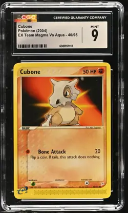 CGC 9 MINT Cubone 2004 EX Team Magma Vs Aqua 40/95 Pokemon Card - Image 1