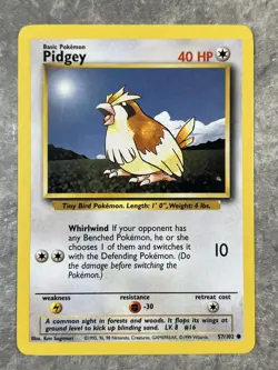 Pidgey 057/102 Pokemon TCG Base Set Vintage WOTC Card Regular (Light Play) 3 - Image 1