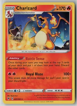Charizard 25/185 Pokemon TCG Vivid Voltage Rare Near Mint Card (NM) 1 - Image 1