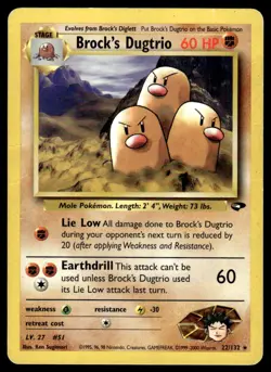Pokemon TCG Gym Challenge #022/132 Brock's Dugtrio DMG (Creases) - Image 1