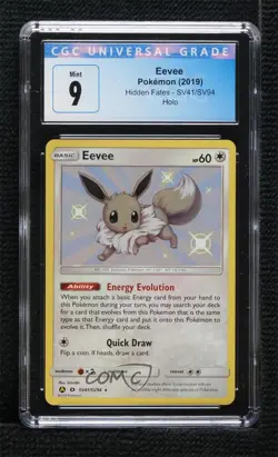 Shiny - Eevee Pokemon Sun & Moon Hidden Fates Vault CGC 9 Mint - Image 1