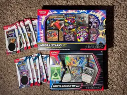 Sealed Pokemon Lot - Mega Lucario EX Collection Box, Destined Rivals Blisters - Image 1