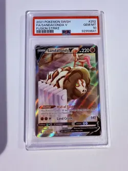 2021 Pokemon Fusion Strike SWSH Sandaconda V 252/264 - PSA 10 - Image 1