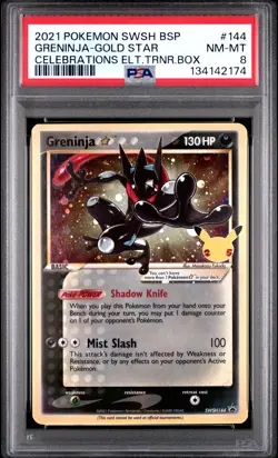 2021 POKEMON SWSH BLACK STAR PROMO #144 GRENINJA-GOLD STAR PSA 8 - Image 1