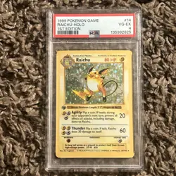 1999 Pokemon Game Raichu 14/102 1st Edition Holo PSA 4 - Image 1