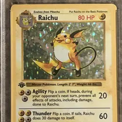 1999 Pokemon Game Raichu 14/102 1st Edition Holo PSA 4 - Image 3