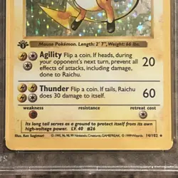 1999 Pokemon Game Raichu 14/102 1st Edition Holo PSA 4 - Image 4